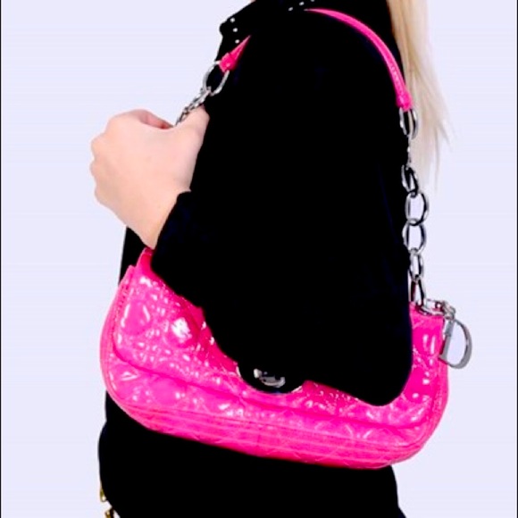 Dior Grand Sac Rendez-Vous Pink Fuchsia Patent Leather Shoulder bag - Picture 12 of 13